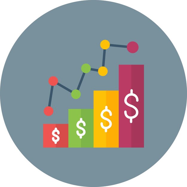 Vector growth graph flat illustration