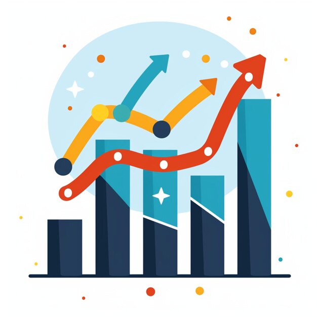 Growth graph with growth arrow vector