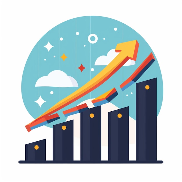 Vector growth graph with growth arrow vector