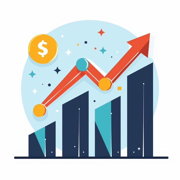 Vector growth graph with growth arrow vector