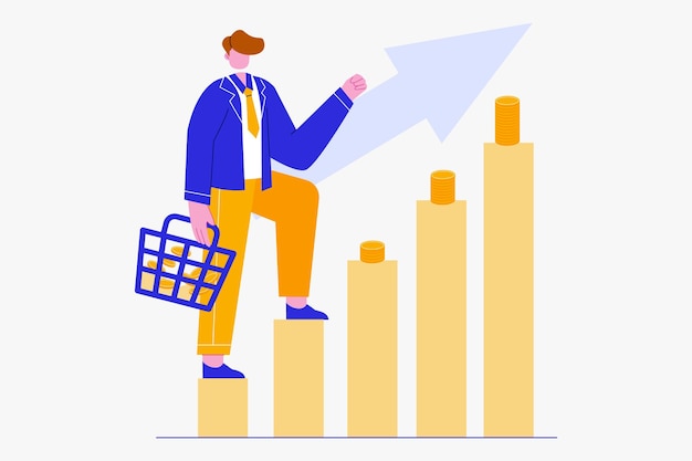 Growth investment handdrawn illustration in flat style