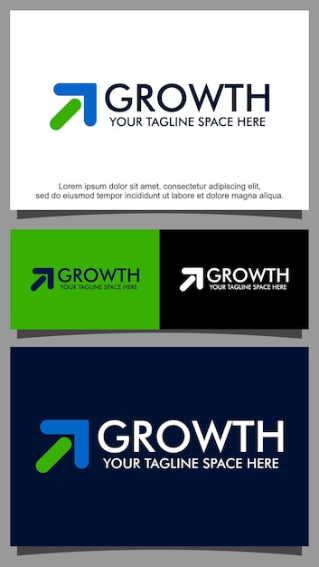 Logo di crescita con modello di progettazione freccia su