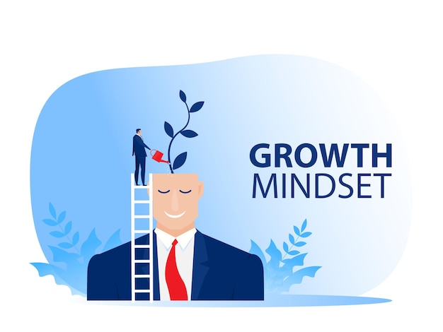 Growth mindset. businessman water the plants