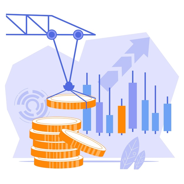 Вектор Изолированный плоский вектор роста инвестиций и увеличения доходности акций