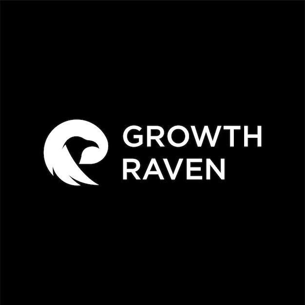 Vector growth raven logo design template