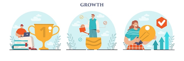 Growth set Business success professional improvement or career