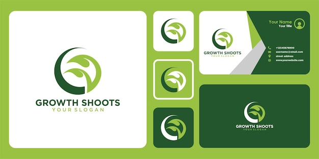ростовые побеги дизайн логотипа и визитная карточка