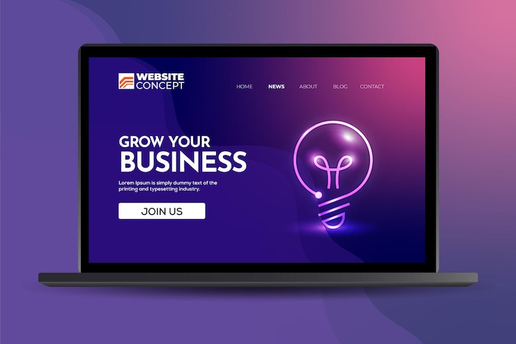 Vector growth your business landing page concept