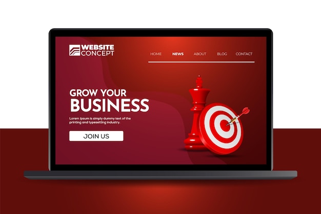 Vector growth your business landing page concept