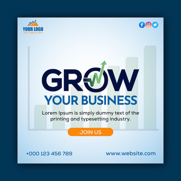 growth your business social media post concept