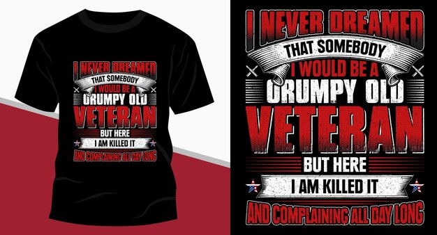 Дизайн футболки с типографикой Grumpy Old Veteran