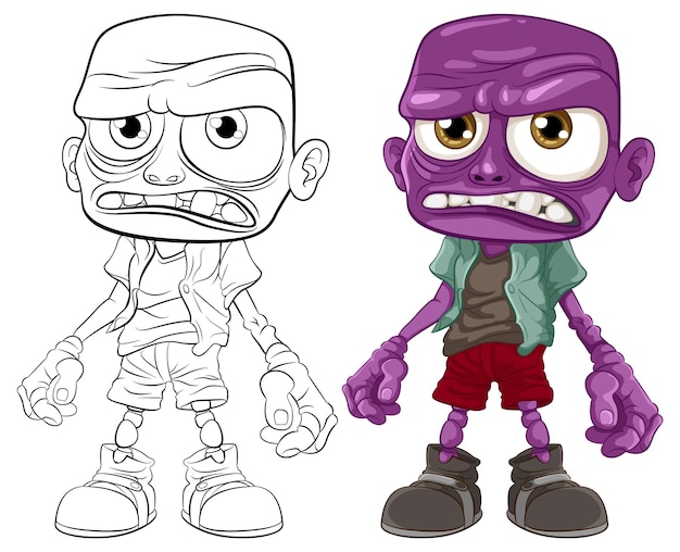 Grumpy Zombie Man Cartoon Character with Bald Head