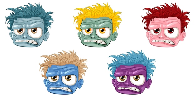 Grumpy Zombie Man Cartoon Head Set