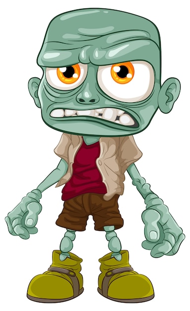 Grumpy zombie man with bald head a cartoon character