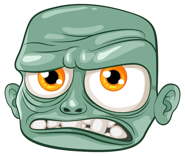 Grumpy Zombie Man with Bald Head A Cartoon Illustration