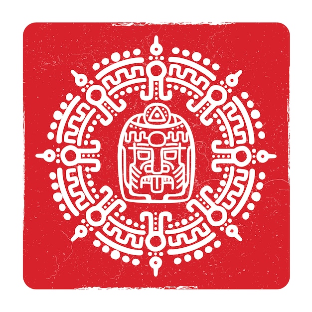 Grunge american aztec, mayan culture symbol 
