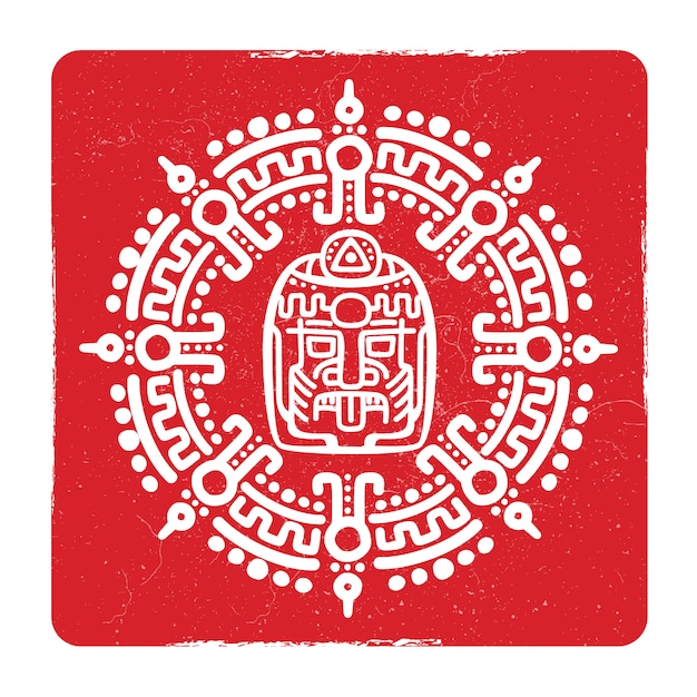 Vector grunge american aztec, mayan culture symbol 