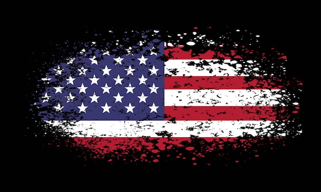 Grunge american flag on black background