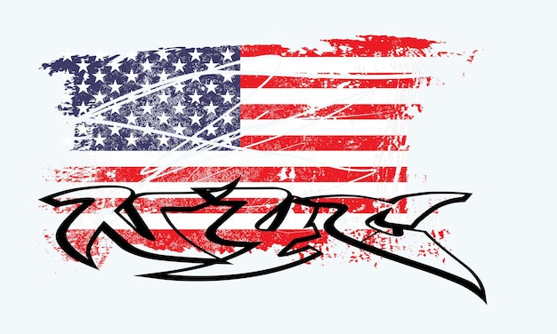 Vector grunge american flag typography hipster street graffiti n y c grunge usa flag grafyti nyc