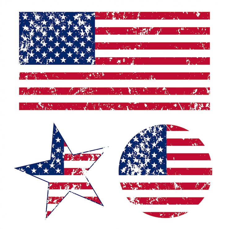 Vector grunge amerikaanse vlaggen illustratie