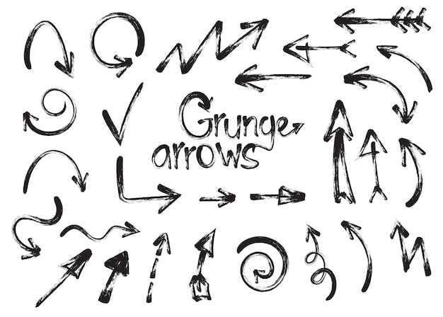 Grunge arrows hand drawn set