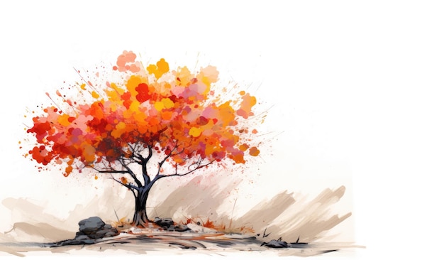 수채화 스타일의 가을 나무와 함께 그룬지 배경