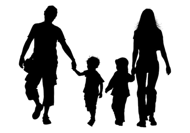 Grunge background with Family Silhouette