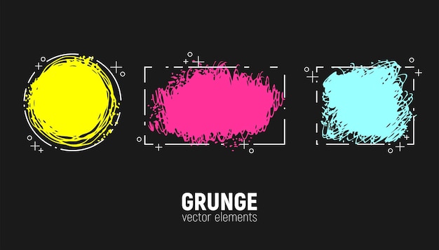 ベクトル グランジ背景セット。ベクトルブラシストローク。テキスト用の領域