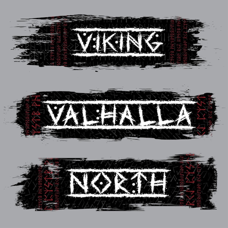 Vector grunge banners with viking text