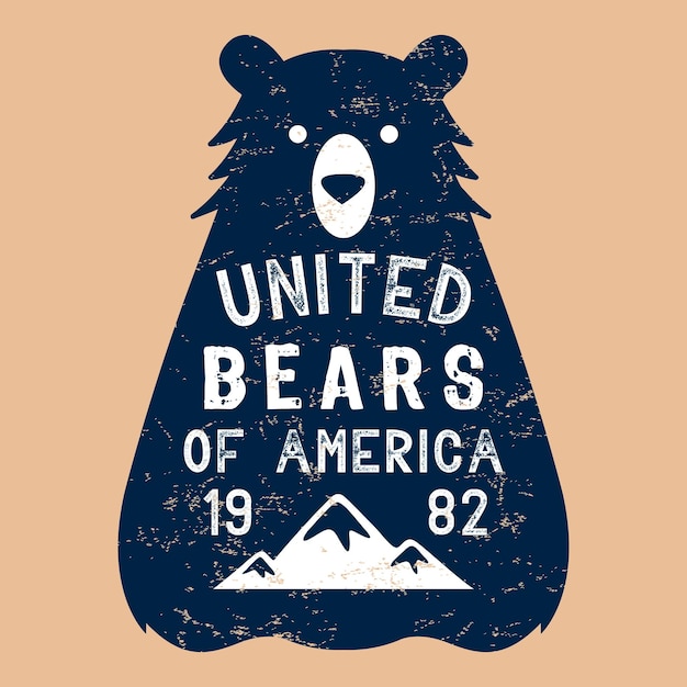 Vector grunge bear illustration with the text united bears