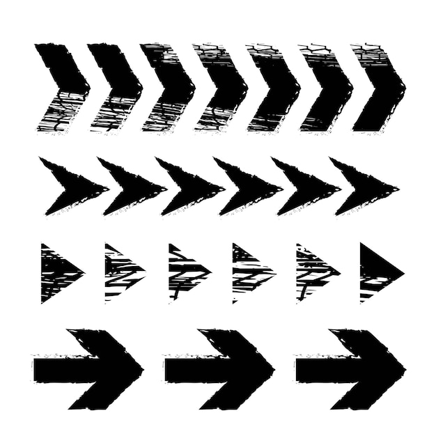 Grunge black arrow elements set