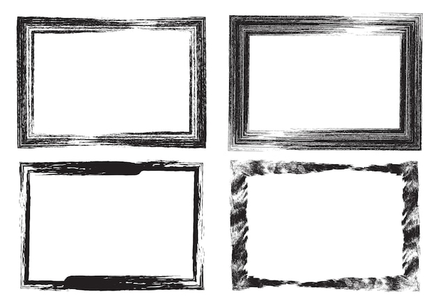 Grunge black borders set vector