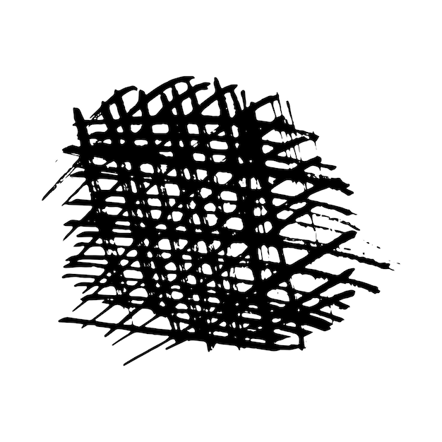 Черный штрих гранжа изолирован на белой векторной иллюстрации свободной руки