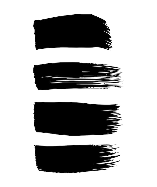 Grunge black paint brush strokes isolated on white background