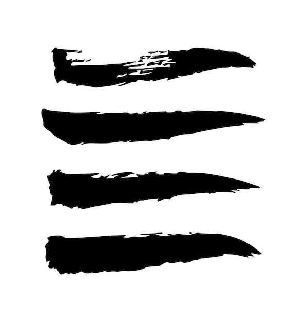 Grunge black paint brush strokes isolated on white background