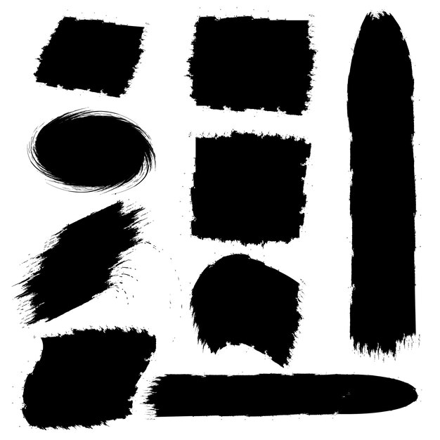 Vector grunge black paint brush texture brush set