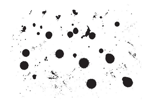 Vector grunge black splashes on white