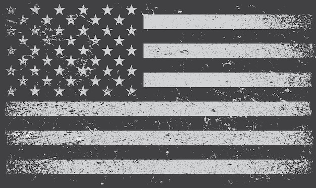 Vector grunge black and white american flag