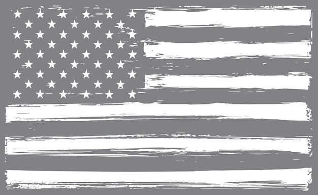 Grunge black and white american flag