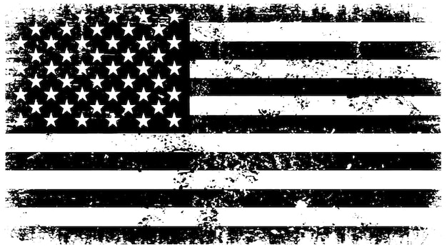 Vector grunge black and white american flag