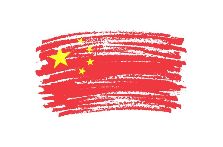 Vector grunge brush stroke china flag.
