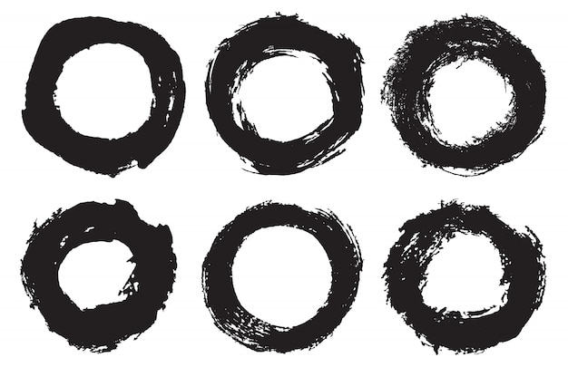 Grunge brush stroke circles set