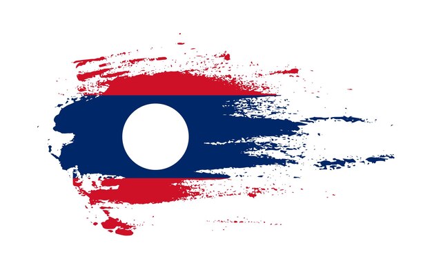 Vector grunge brush stroke flag of laos with painted brush splatter effect on solid background