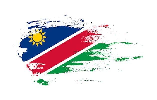 Grunge brush stroke flag of Namibia with painted brush splatter effect on solid background
