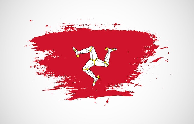 Vector grunge brush stroke with the national flag of isle of man on a white isolated background