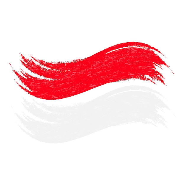 Гранжевый мазок кистью с национальным флагом индонезии, выделенный на белом фоне иллюстрации