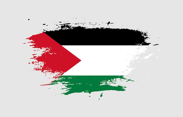 흰색 격리 된 배경에 팔레스타인의 국기와 함께 그루지 브러쉬 선