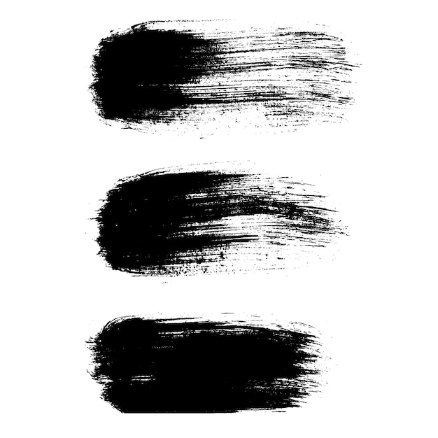 Grunge brush strokes set of black stripes on white background