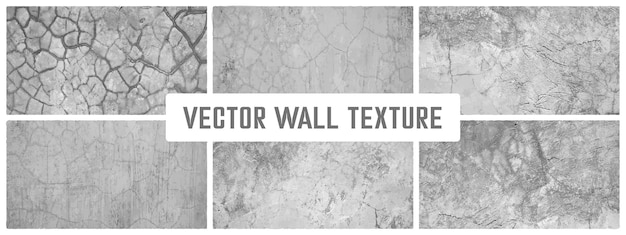 Grunge cement texturen vector collectie Betonnen muur achtergrond vectorillustratie