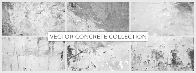 Grunge cement texturen vector collectie betonnen muur achtergrond vectorillustratie